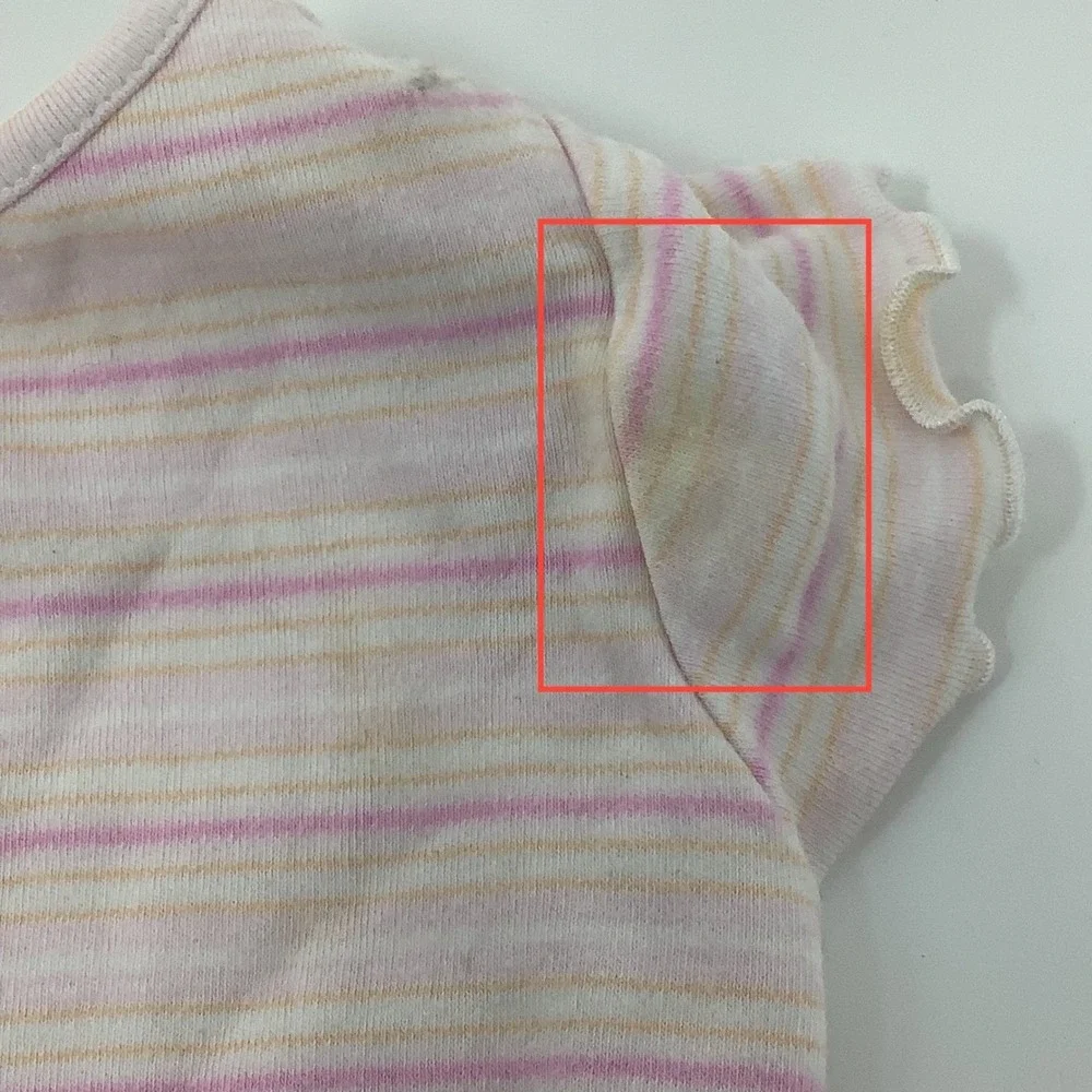 Carter's Baby Girl Dress 12M Pink Striped Cotton Cap Sleeve Ruffle‎ Hem